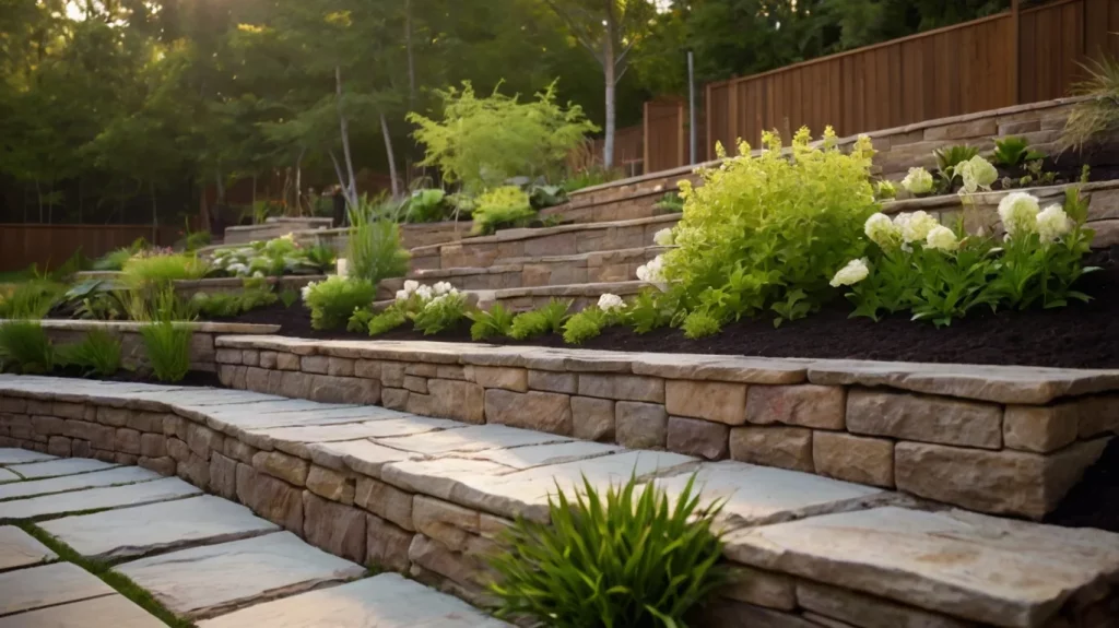 retaining wall ideas for sloped backyard 10